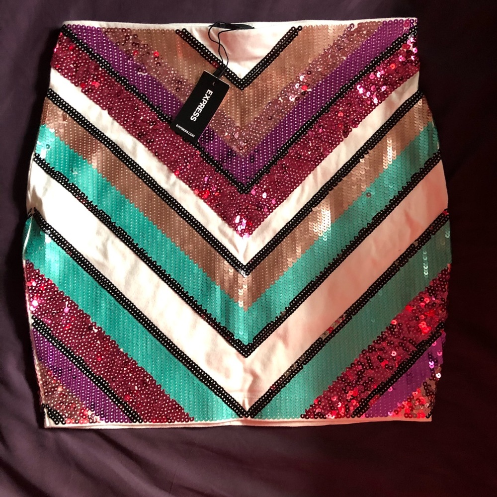 Express high-waisted sequin skirt
